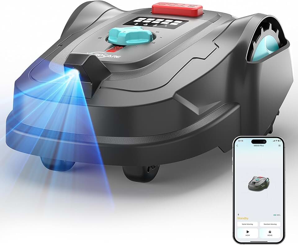 jardinite - M800Plus - 800 m² - Robot tondeuse GPS IA, coupe U, détection obstacles
