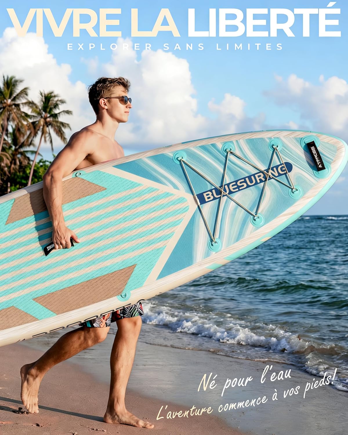 Stand Up Paddle Gonflable Adulte avec Siège Kayak & Accessoires, 320x84cm Planche de Sup Extra Large pour 2 Personnes, Charge 200kg, Kayak Gonflable 2 Places Stable et Antidérapant pour Surf