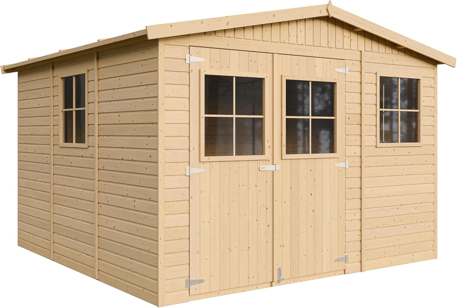 ABRI de Jardin en Bois Exterieur avec Les PLANCHERS IMPRÉGNÉ - Cabane de Jardin en Pin/épicéa- H226x316x324 cm/9 m²-Construction de Panneaux- Rangement pour vélos, Remise à Outils- jardinite M335+M335G
