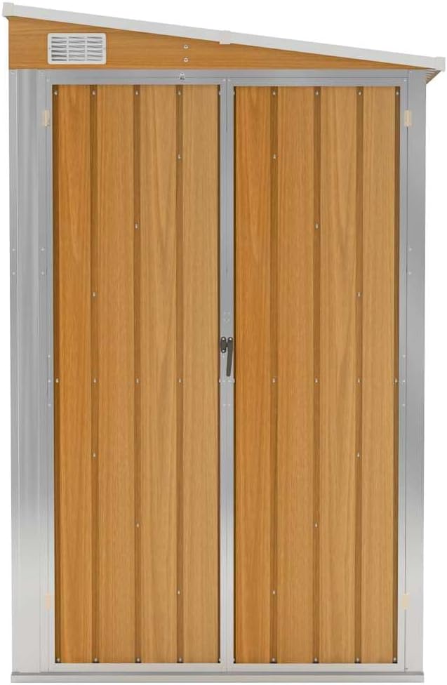 Remise de jardin murale - acier galvanisé, marron, 118x100x178 cm