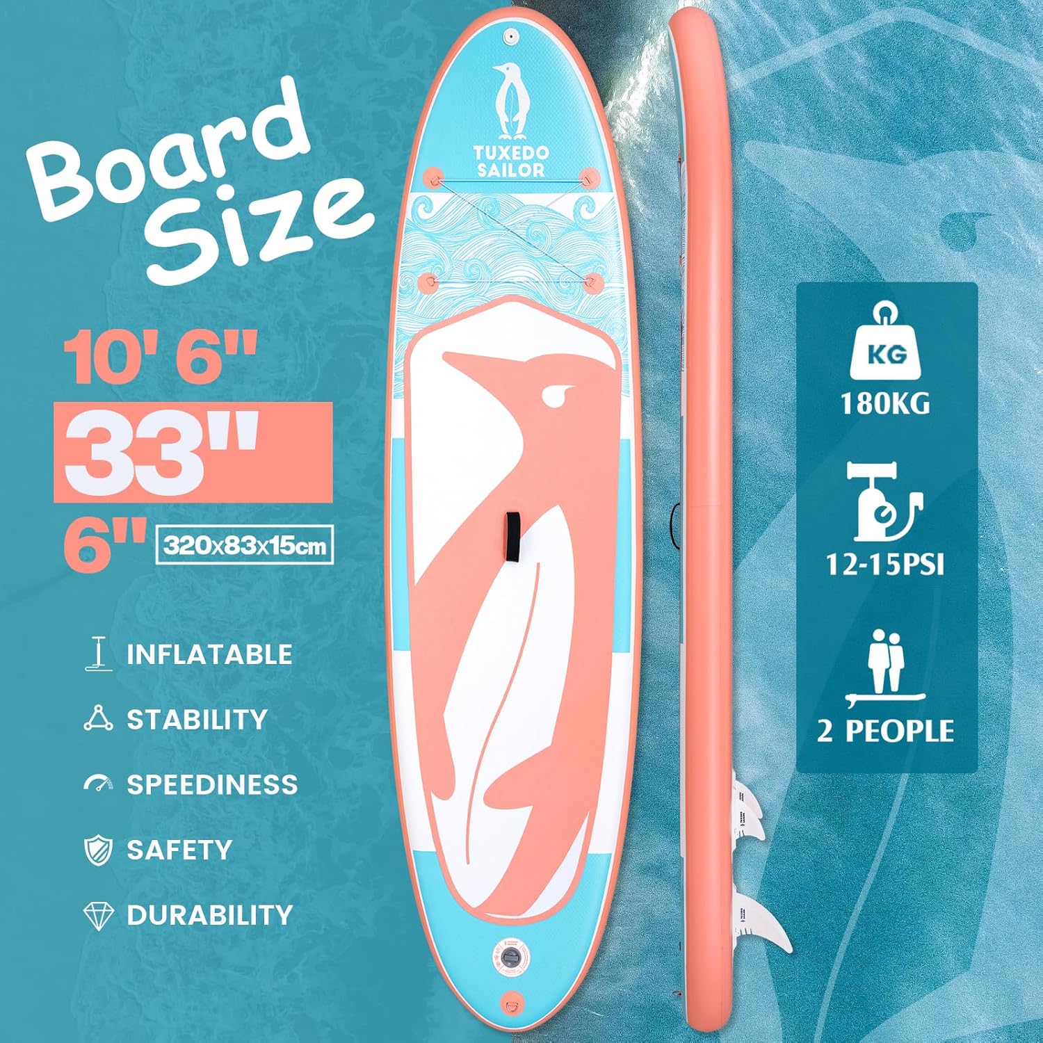jardinite - Paddle Gonflable Adulte - SUP 320 cm - avec accessoires complets