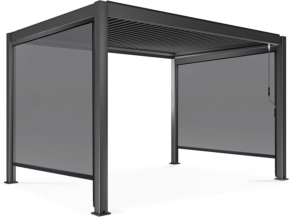 jardinite - Pergola bioclimatique 3x4m autoportée - 2 stores - gris