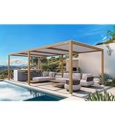jardinite Pergola Bioclimatique en Effet Bois Aluminium 3,5 x 8,5 m, Tonnelle de Jardin Extérie...