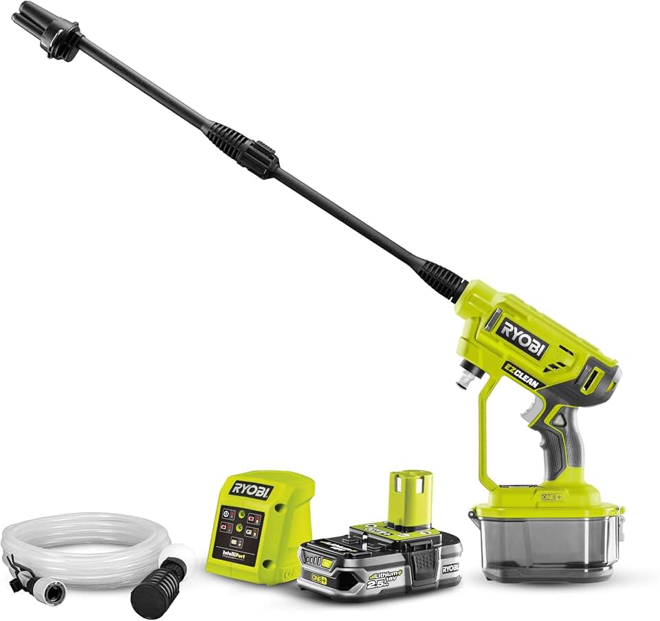 jardinite - pistolet haute pression 18V One+, 22 bar, léger, 2.5Ah, RY18PW22A-125