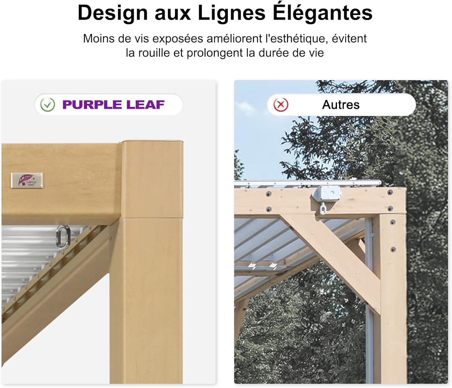 jardinite - Pergola effet bois - 3.5x6.35m - LED, lames orientables, étanche