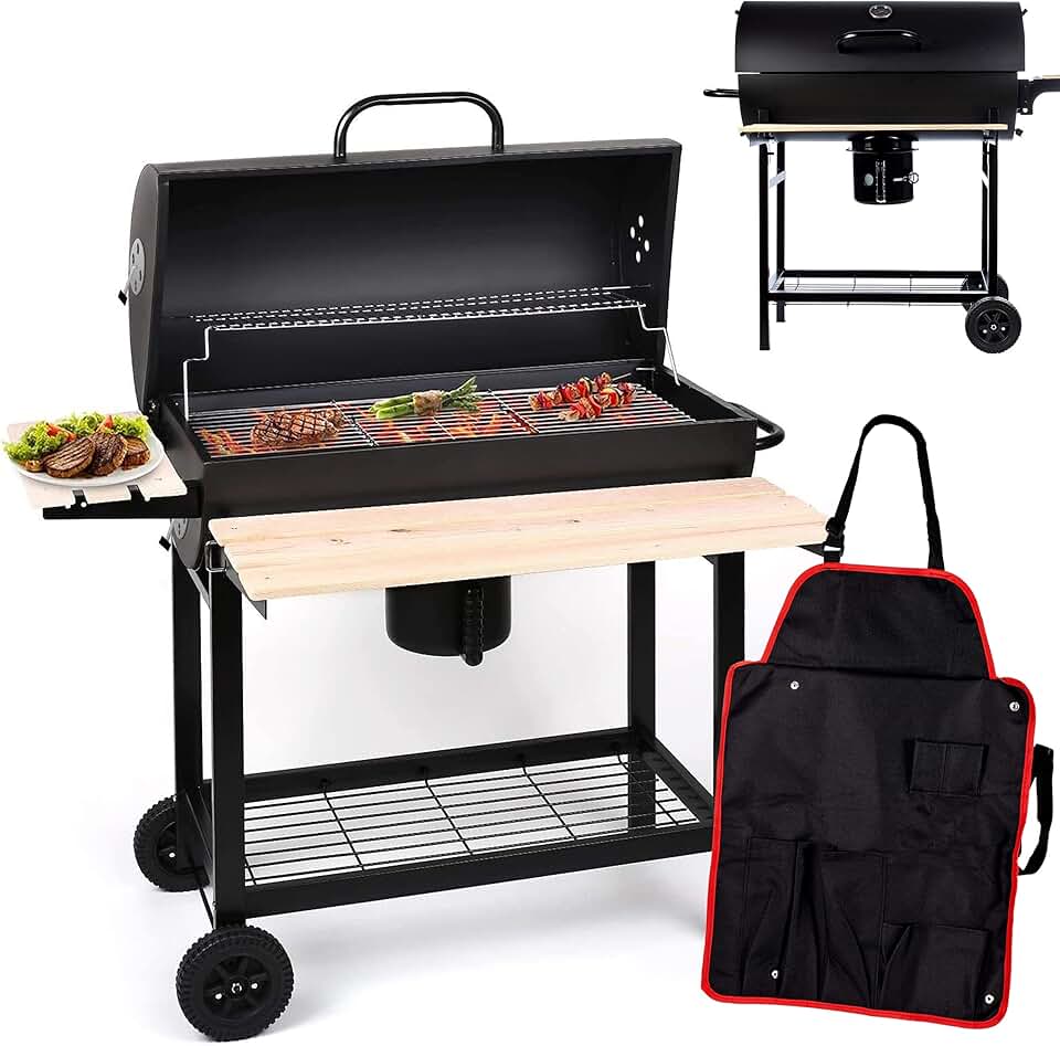jardinite - BigBend série - barbecue rond jardin, charbon, étagères, GM2020