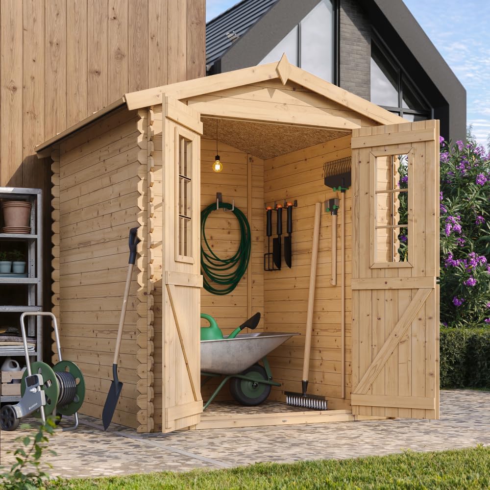 Abri de Jardin en Bois - Stockage extérieur I186xL196xH218 cm/ 2,82 m2 Petit abri à Outils, Local à vélos - jardinite M320C