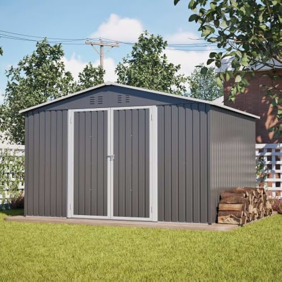 Abri de jardin métal XXL - 300x252x191cm - toit pignon, espace sécurisé
