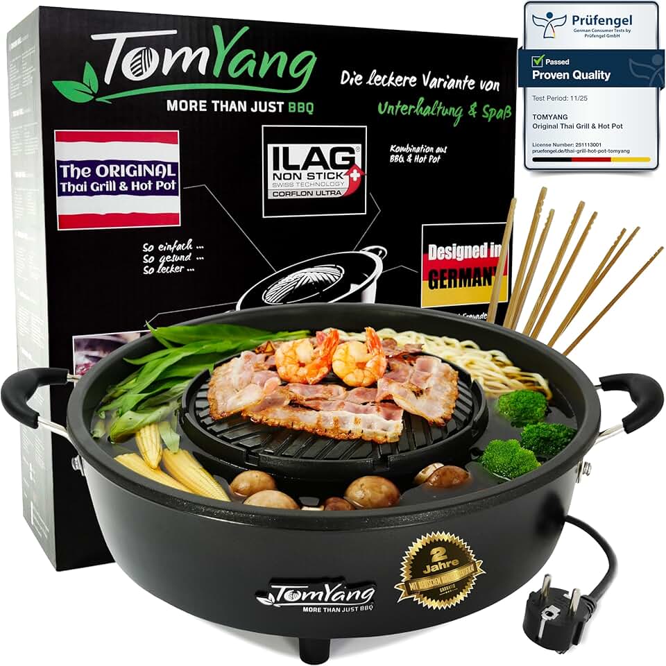 jardinite - Hot Pot BBQ électrique - revêtement suisse, design allemand, vidéos recettes, barbecue de table