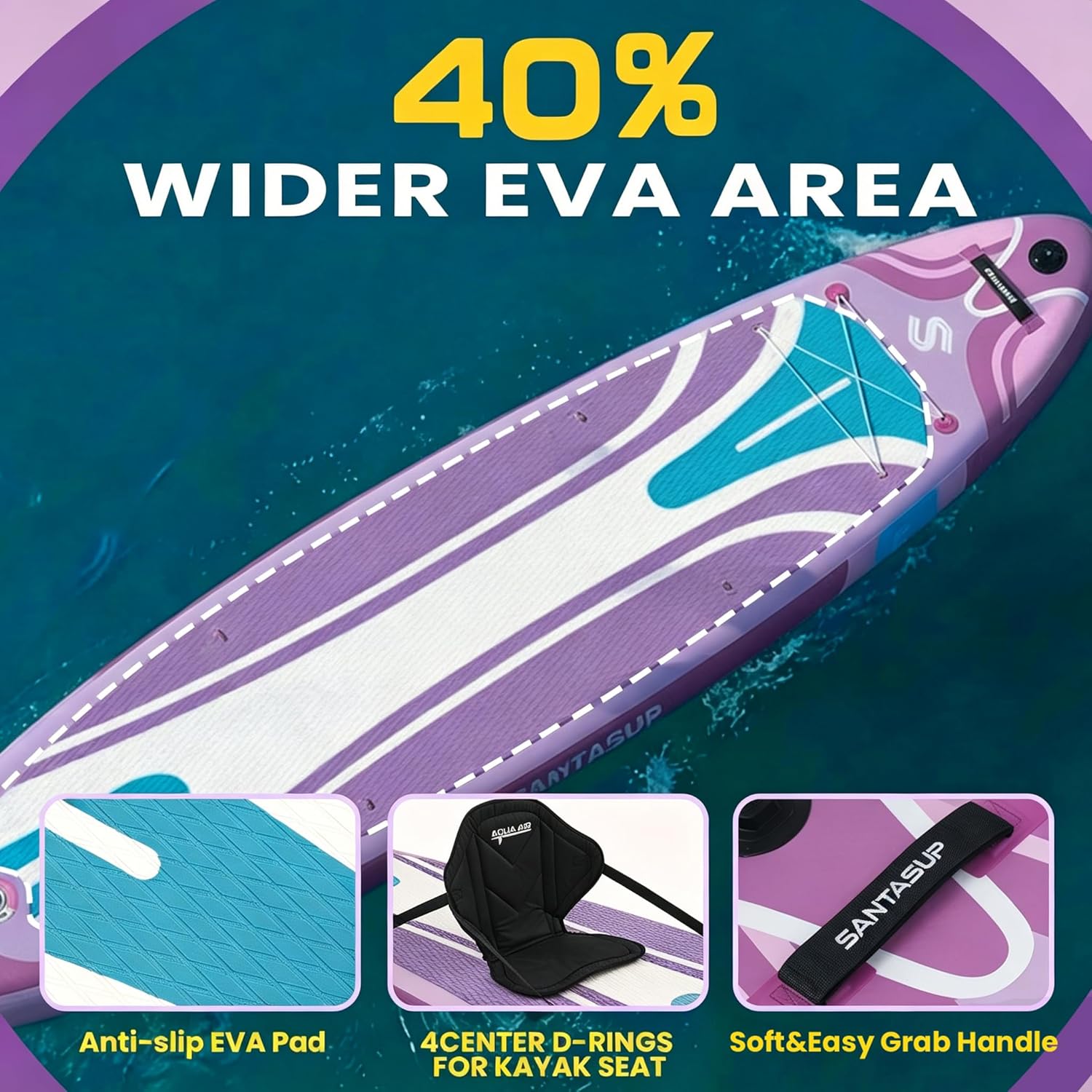 Tableau Gonflable Stand Up Paddle avec Accessoires Sup, Pont EVA antidérapant, Tableau Large 10'6