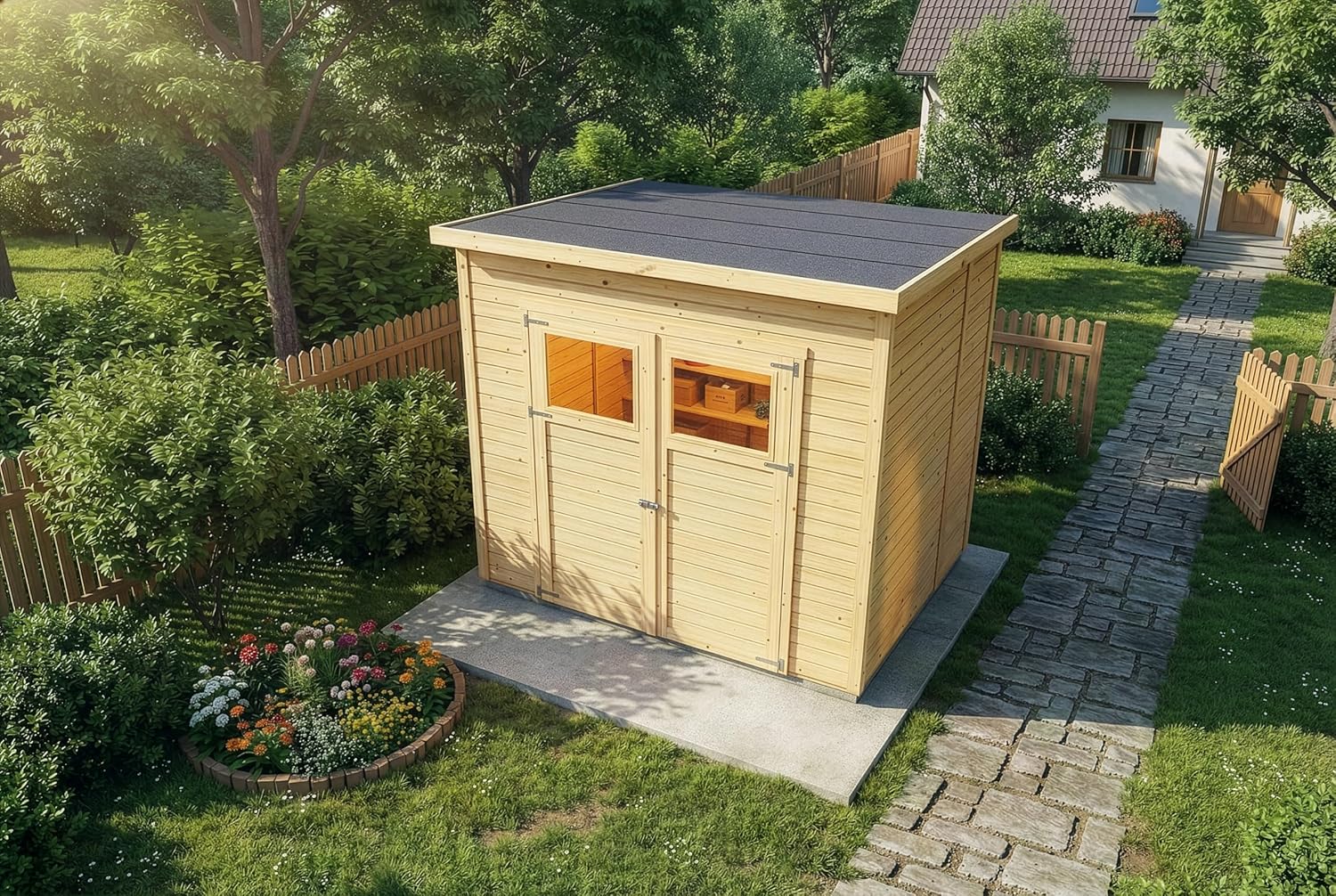 Carlsson - Mollie - abri de jardin bois, rectangle, toit monopente, panneaux préfabriqués