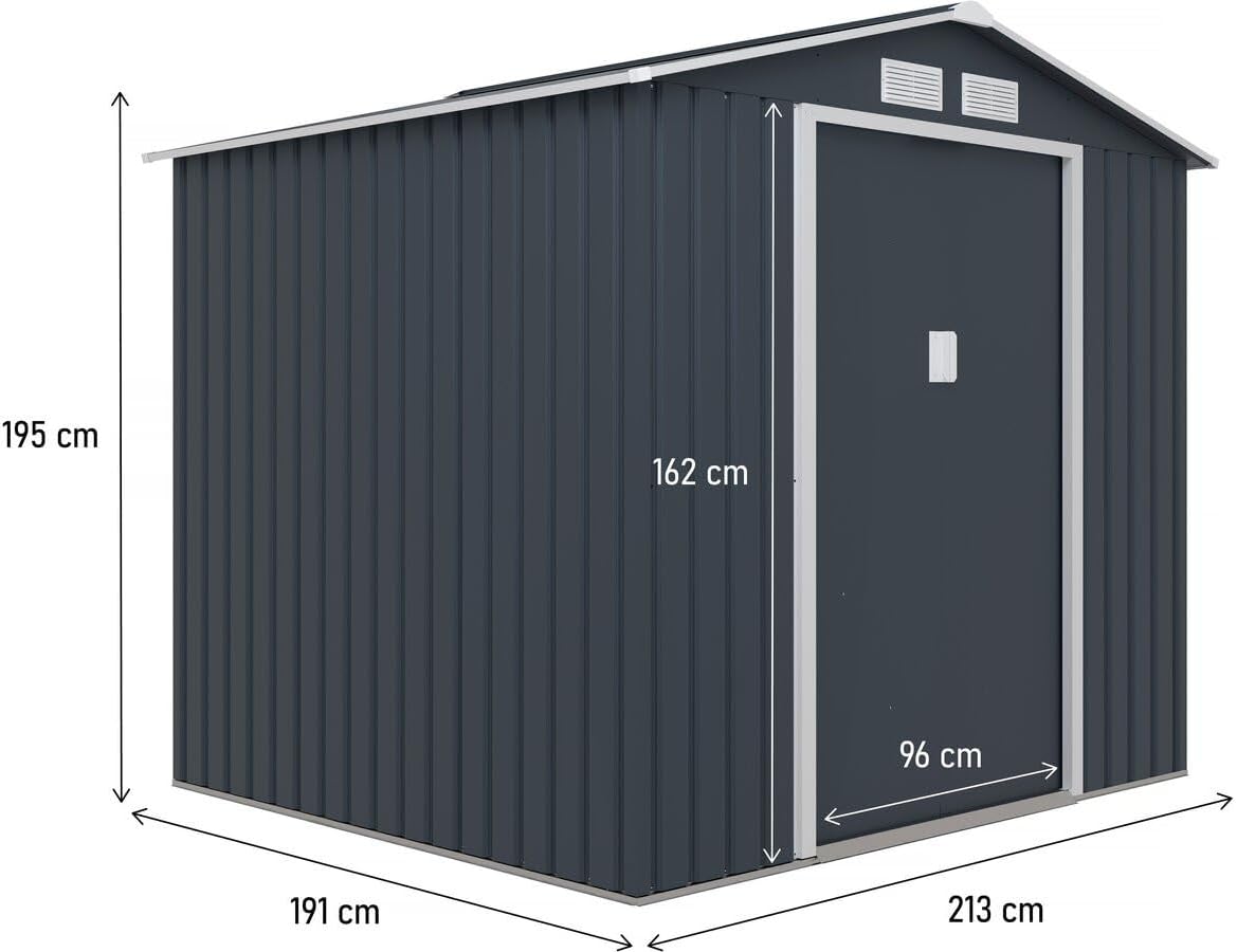 Abri de Jardin métal Vegas - 4,07 m² - Gris
