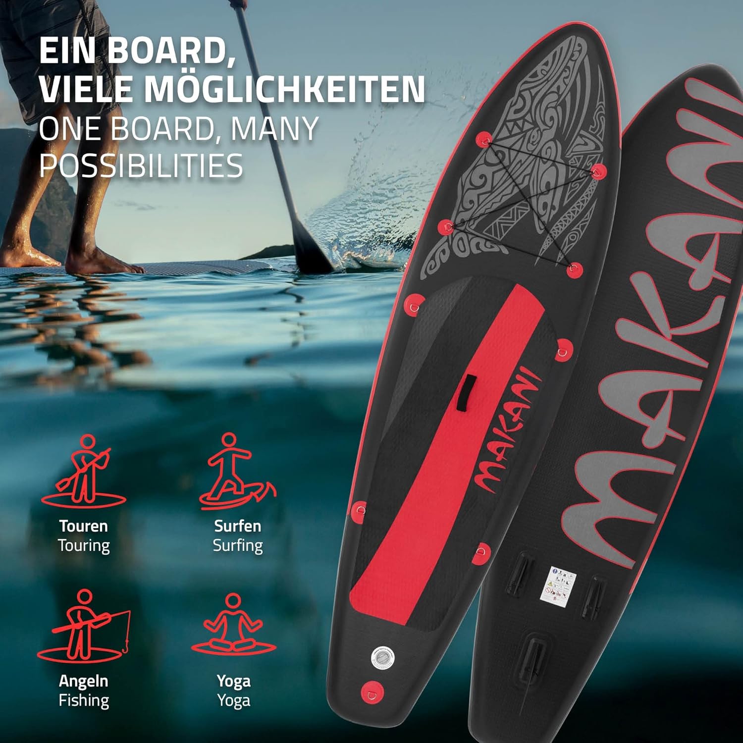 jardinite - Stand Up Paddle Board - 305/308/320/380 cm - PVC, 120/150 kg, 10/15 cm d'épaisseur