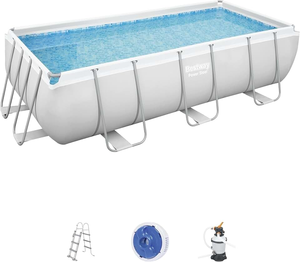 jardinite - Power Steel piscine 404x201x100 cm, filtre à sable, échelle