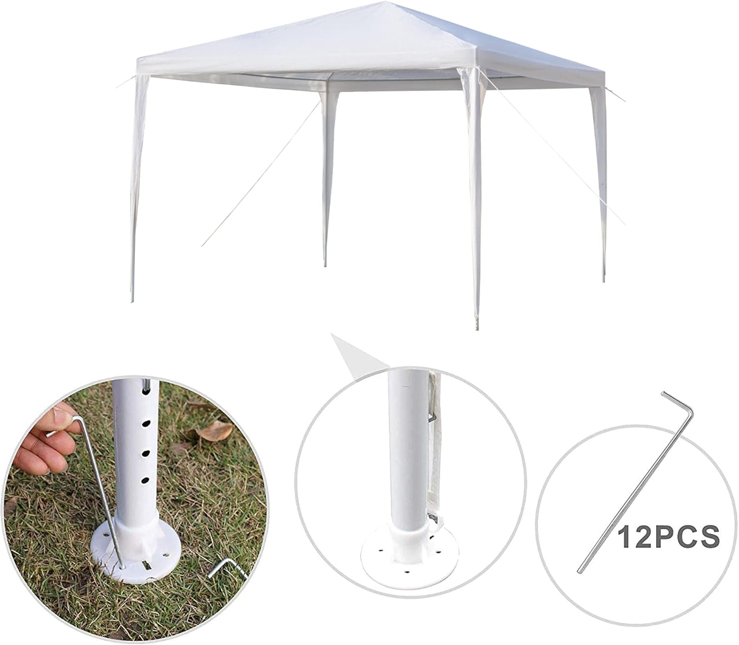 Tonnelle de jardin pliante imperméable 3x3m, 4 parois, bâche PE épaisse, protection UV