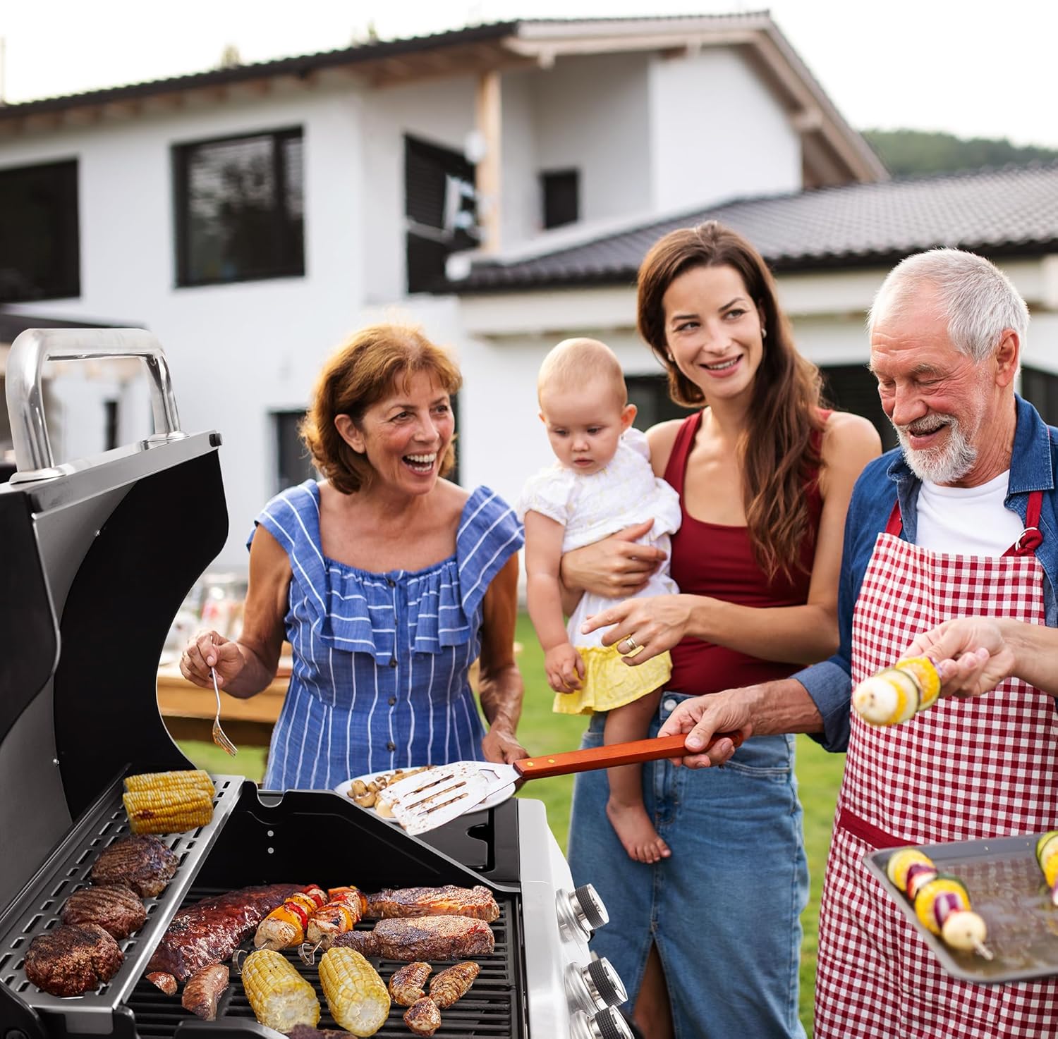 jardinite – Barbecue Série 4+1 – 14,5kW, inox, tablettes, 2 portes