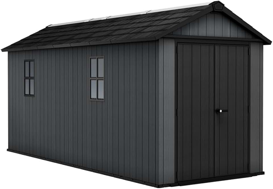 jardinite - Newton 7517 - 539x230x246 cm - abri jardin plastique bois, fenêtres, verrouillable