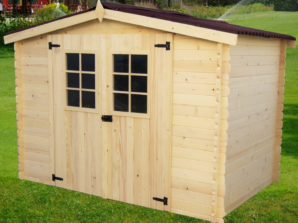Abri Madrier Bois Massif avec Grande Façade 300cm, 20mm