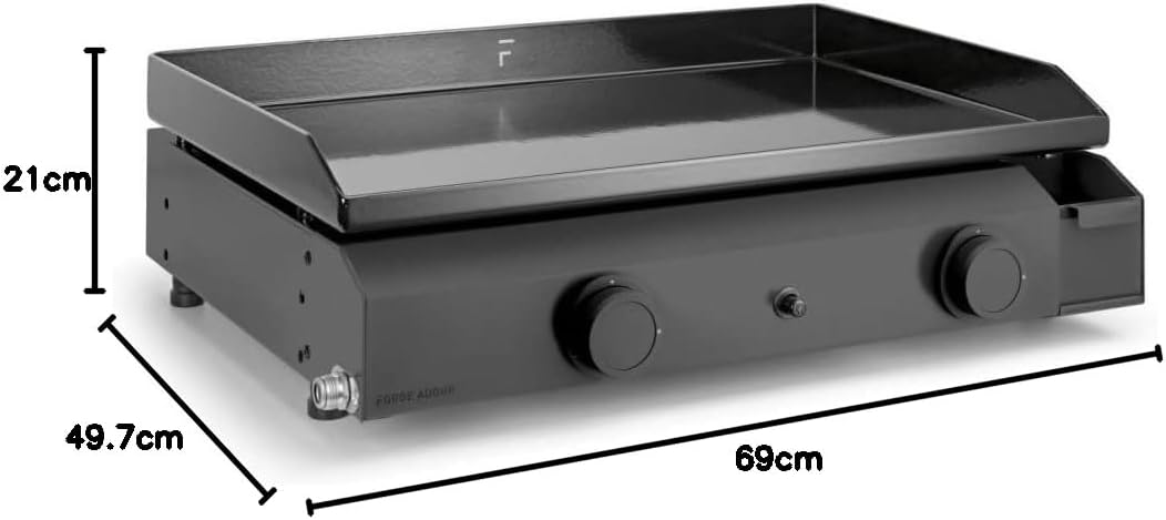 jardinite – Plancha série 60 cm – fonte émaillée, 2 brûleurs puissants