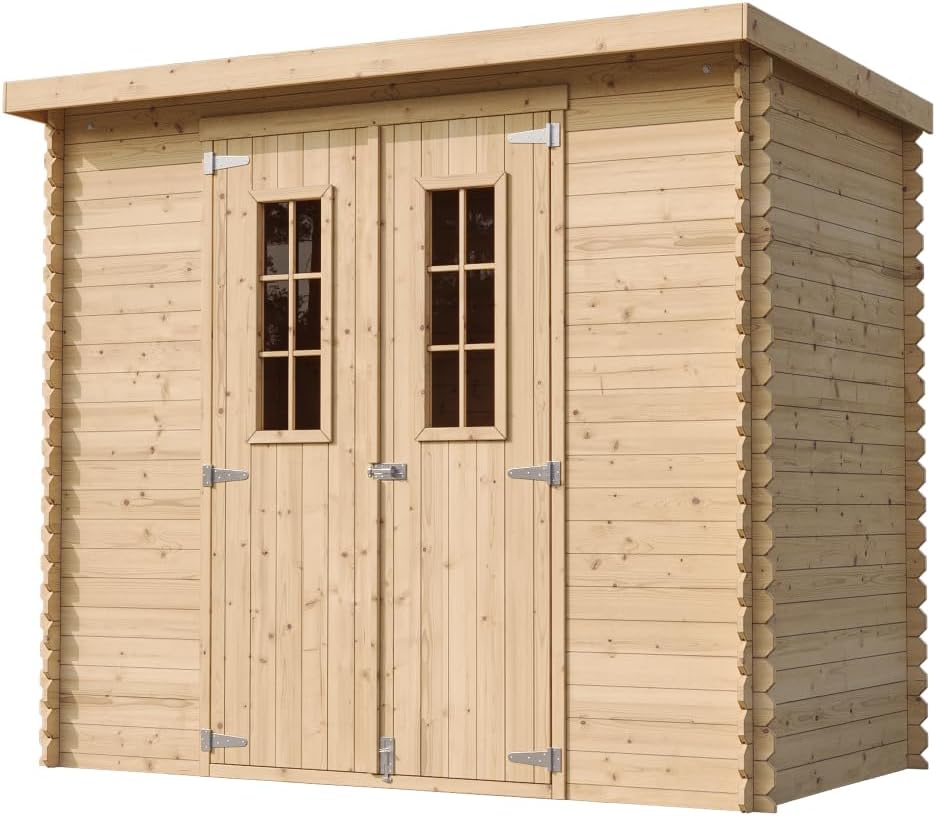 Abri de Jardin en Bois avec Sol TRAITÉ - Stockage extérieur l239xL142xH200cm/2.63 m2 - Petit abri à Outils, Local à vélos - jardinite M310C+M310G