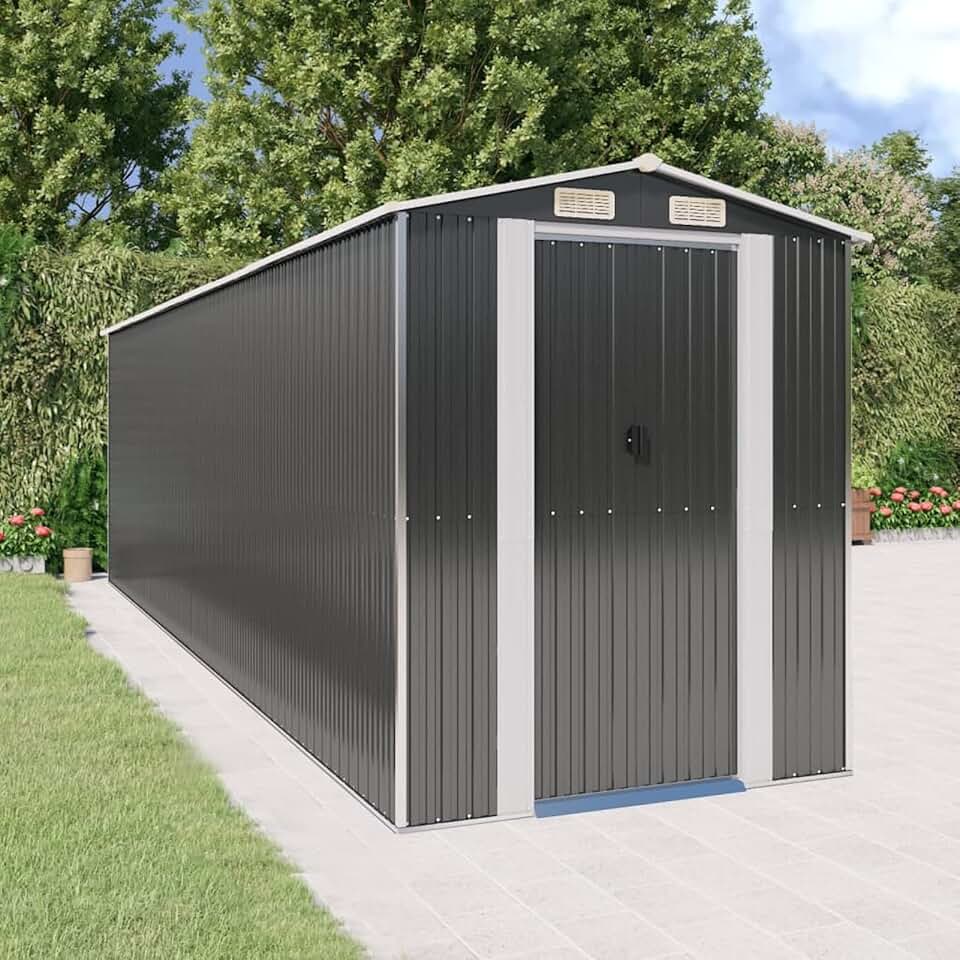 jardinite Abri de jardin, abris pour parcelles, abris de jardin, abri de jardin extérieur, maisons préfabriquées, acier galvanisé anthracite 192 x 689 x 223 cm