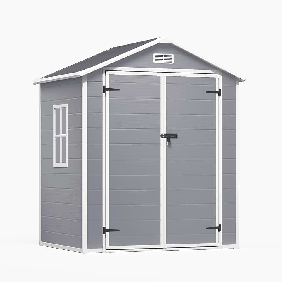 jardinite - Abri de Jardin en Résine - 173x125x210 cm - Ventilation, base renforcée, fenêtres, verrou - Gris