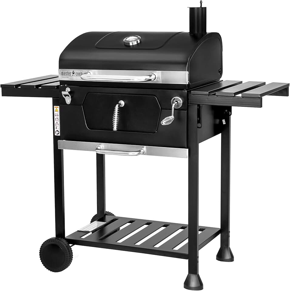 jardinite - MasterCook - barbecue acier roues thermomètre double grille