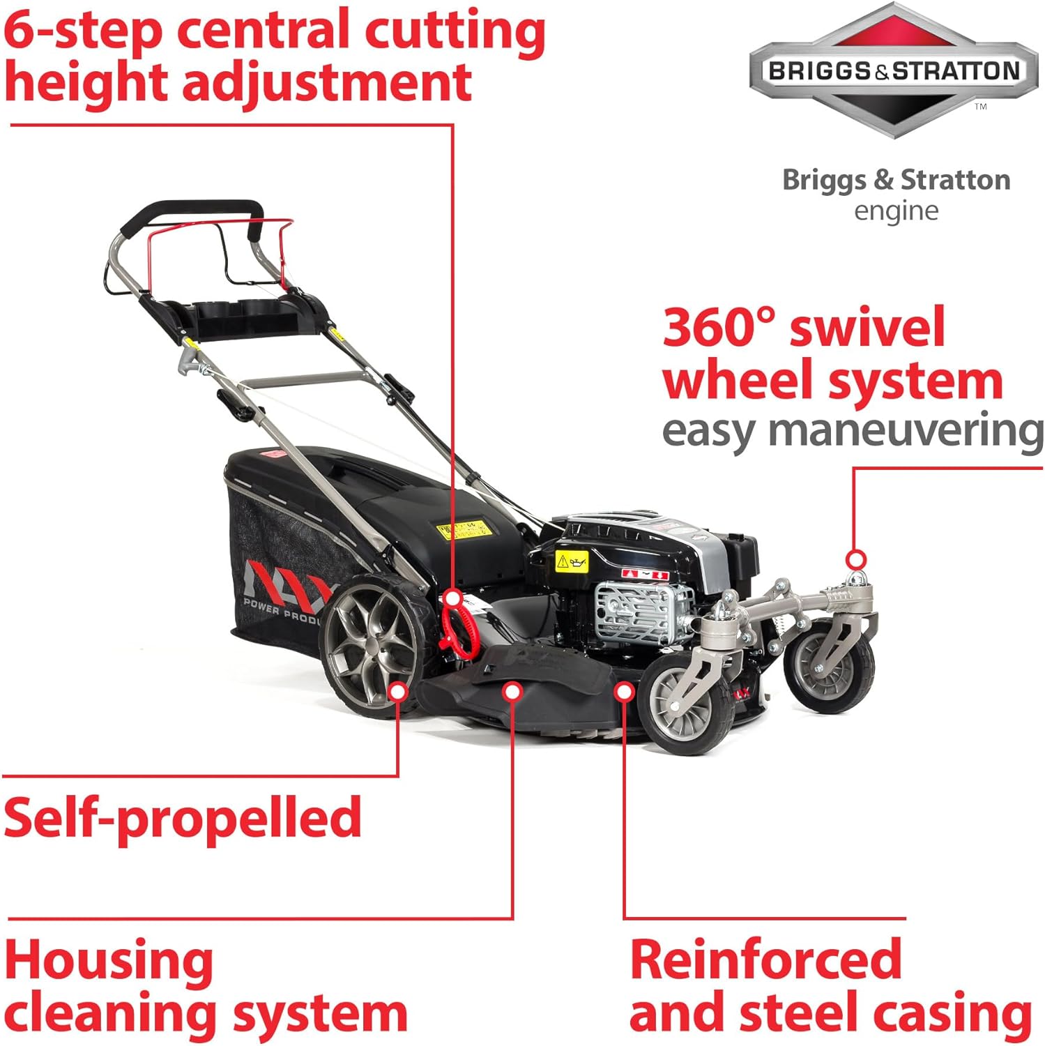 NAX POWER PRODUCTS - Briggs & Stratton 875Exi 190cm³ - coupe 56cm, panier 75L, roues pivotantes - 5000S