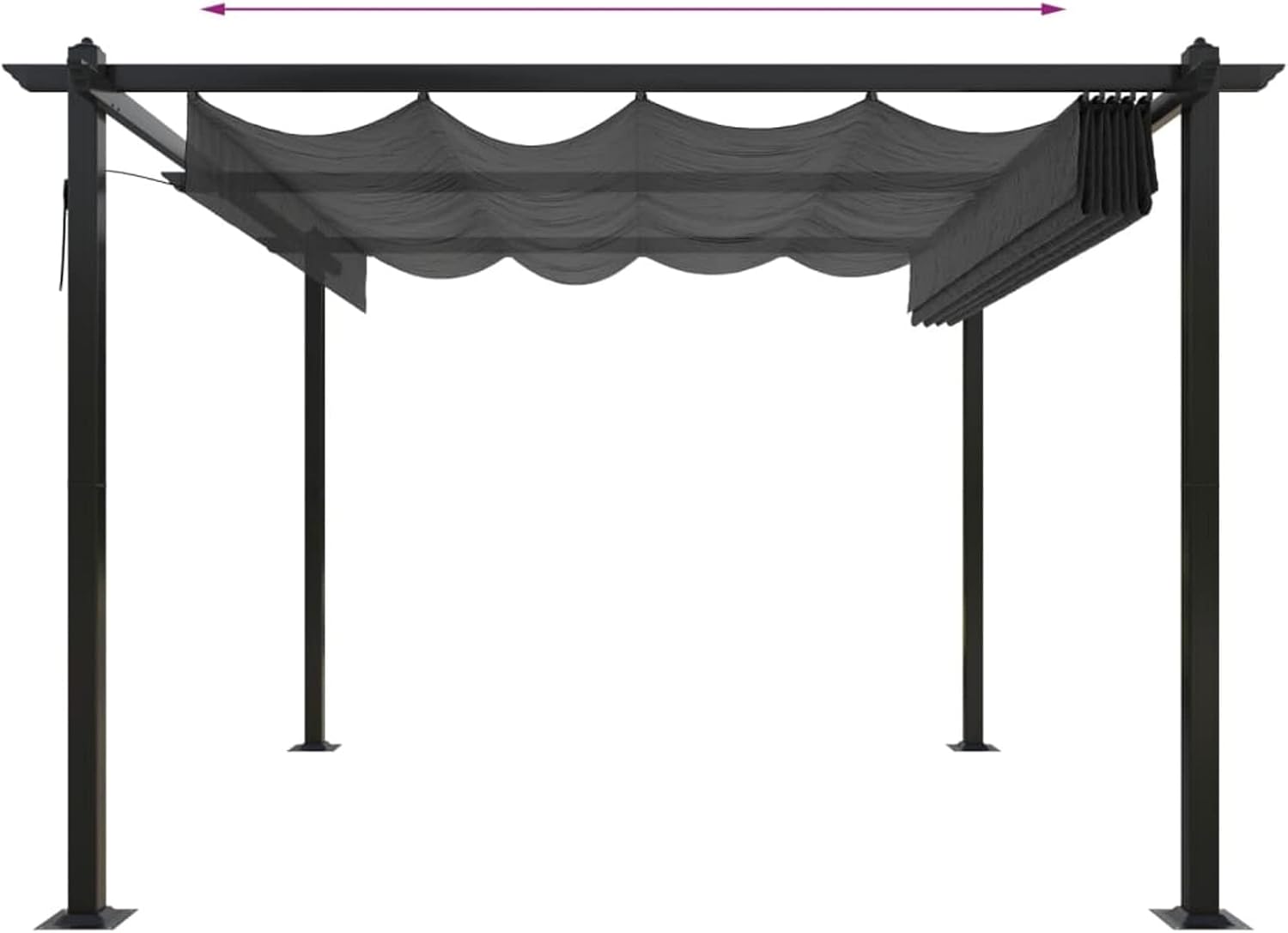 Tonnelle de jardin - toit extensible ouvrant, étanche - 3x3m - anthracite