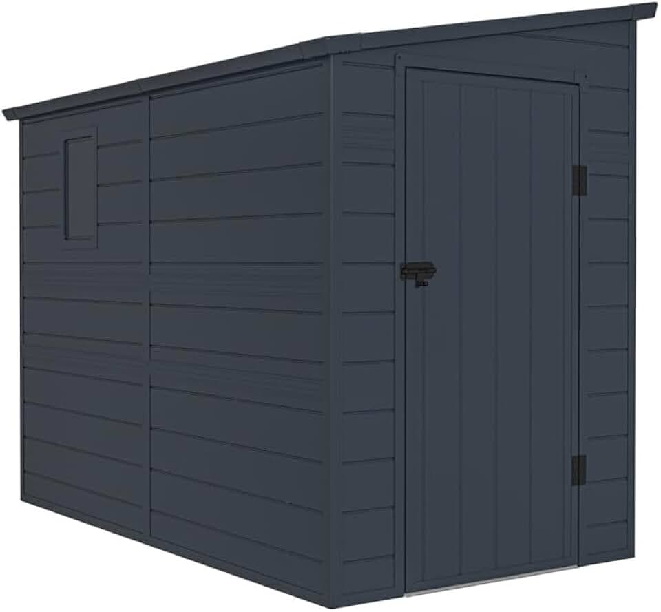 jardinite - Abri adossé en résine 3,55m², fenêtre, aération, kit, acier