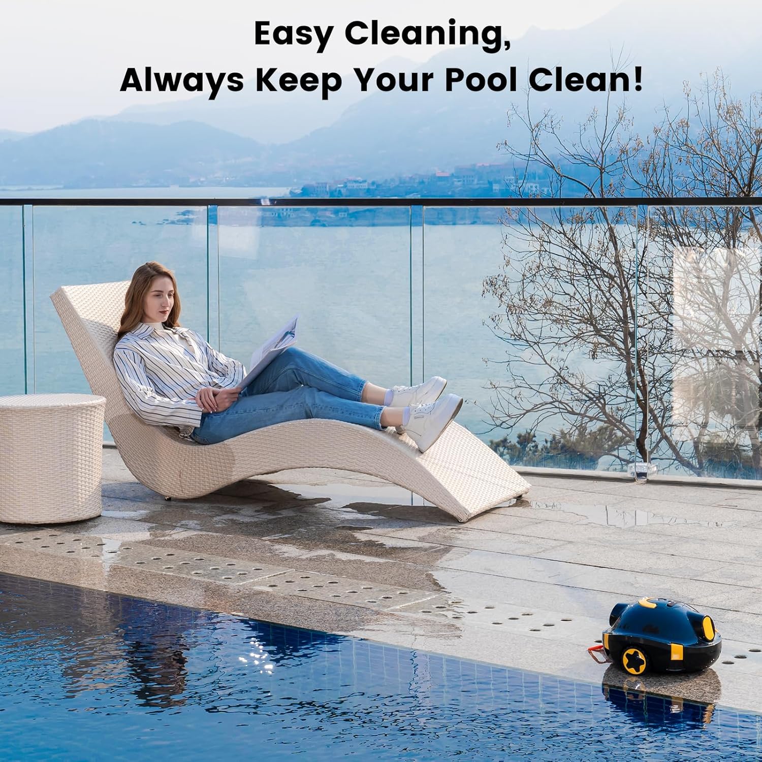 EVERCROSS - BOT série - 120㎡ - robot piscine sans fil, 100min, 3L, IPX8