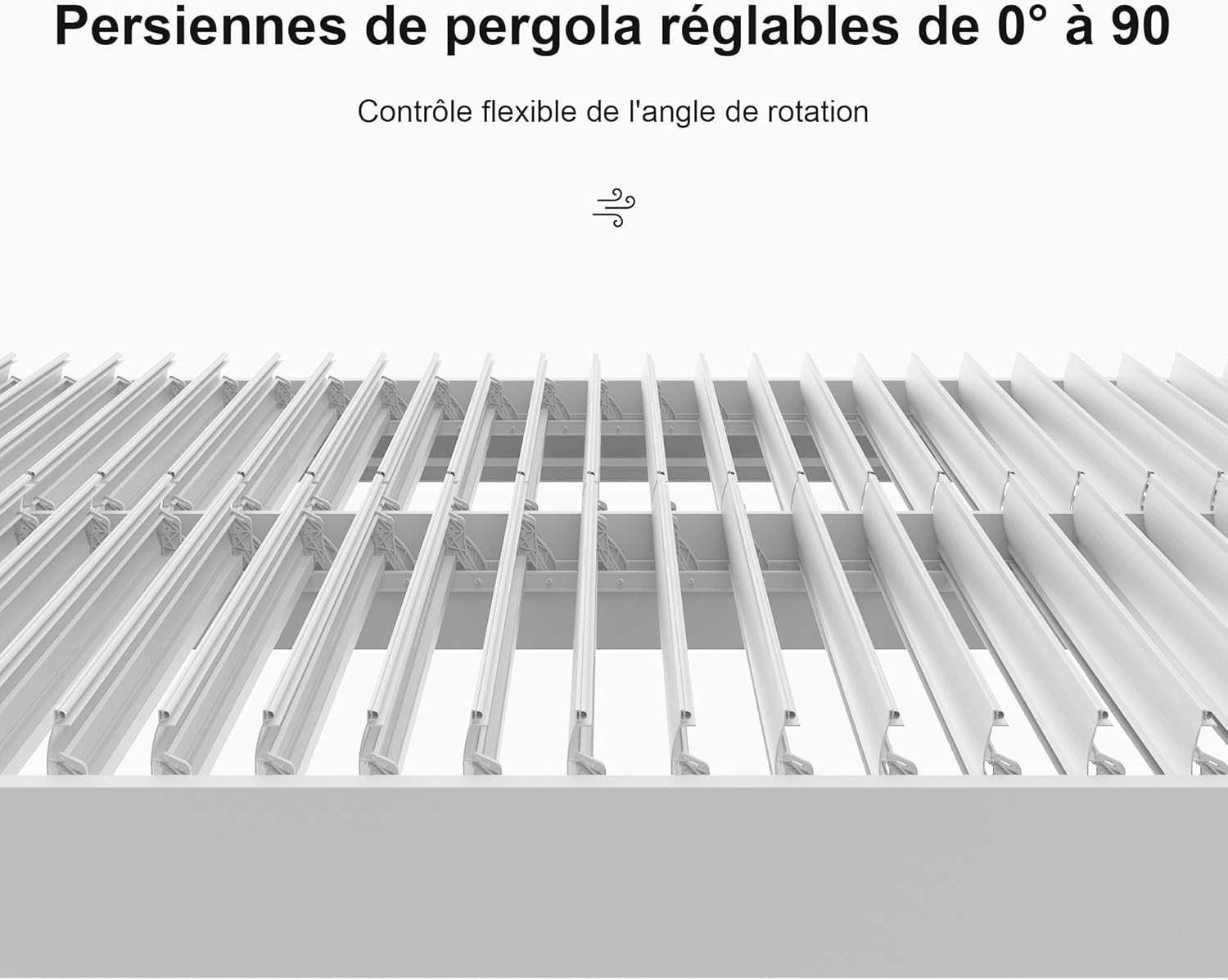 jardinite - pergola bioclimatique - 4,6x3,3 m - alu, lames orientables, éclairage intégré