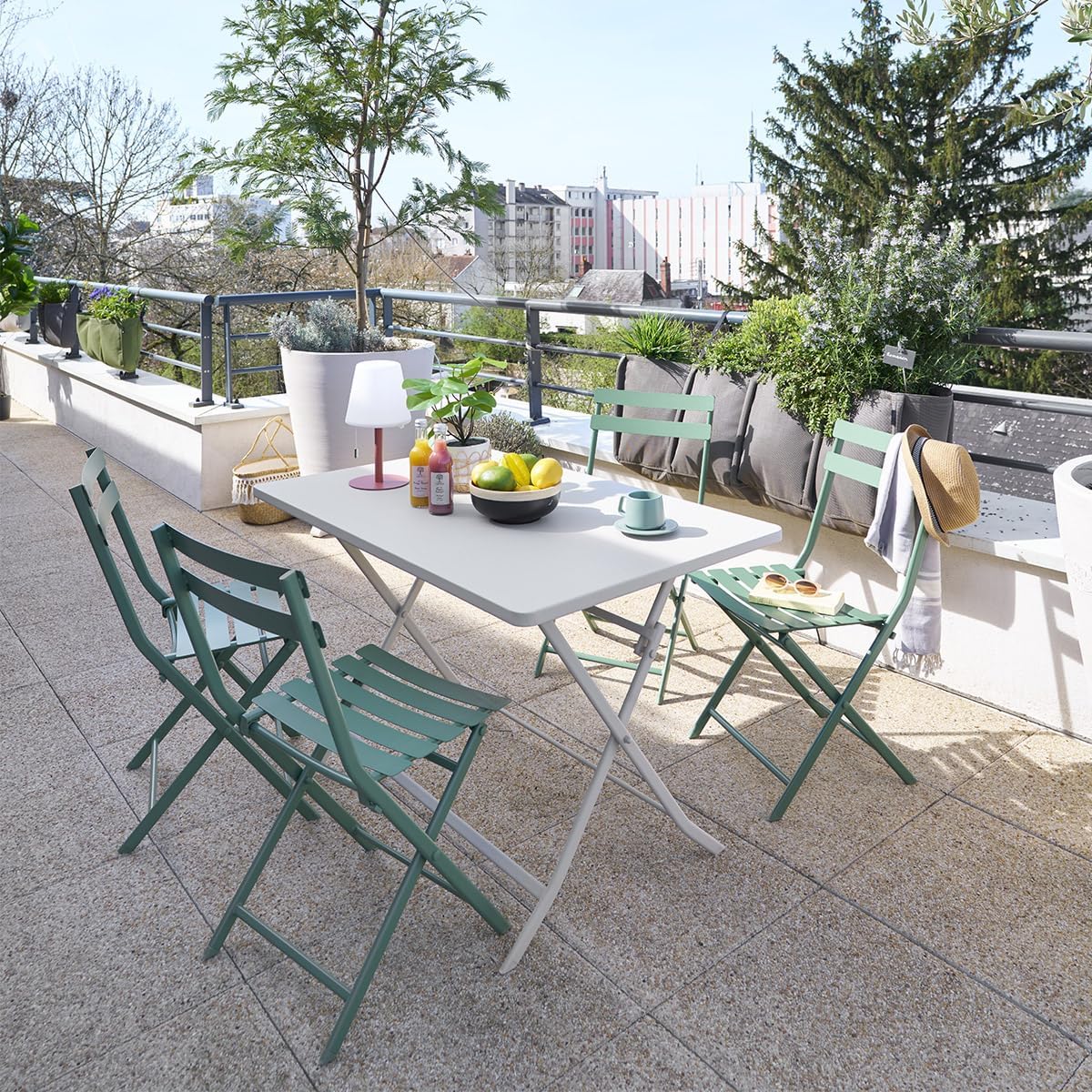 jardinite - Greensboro pliante rectangle 4 places - acier renforcé - 110x70 cm