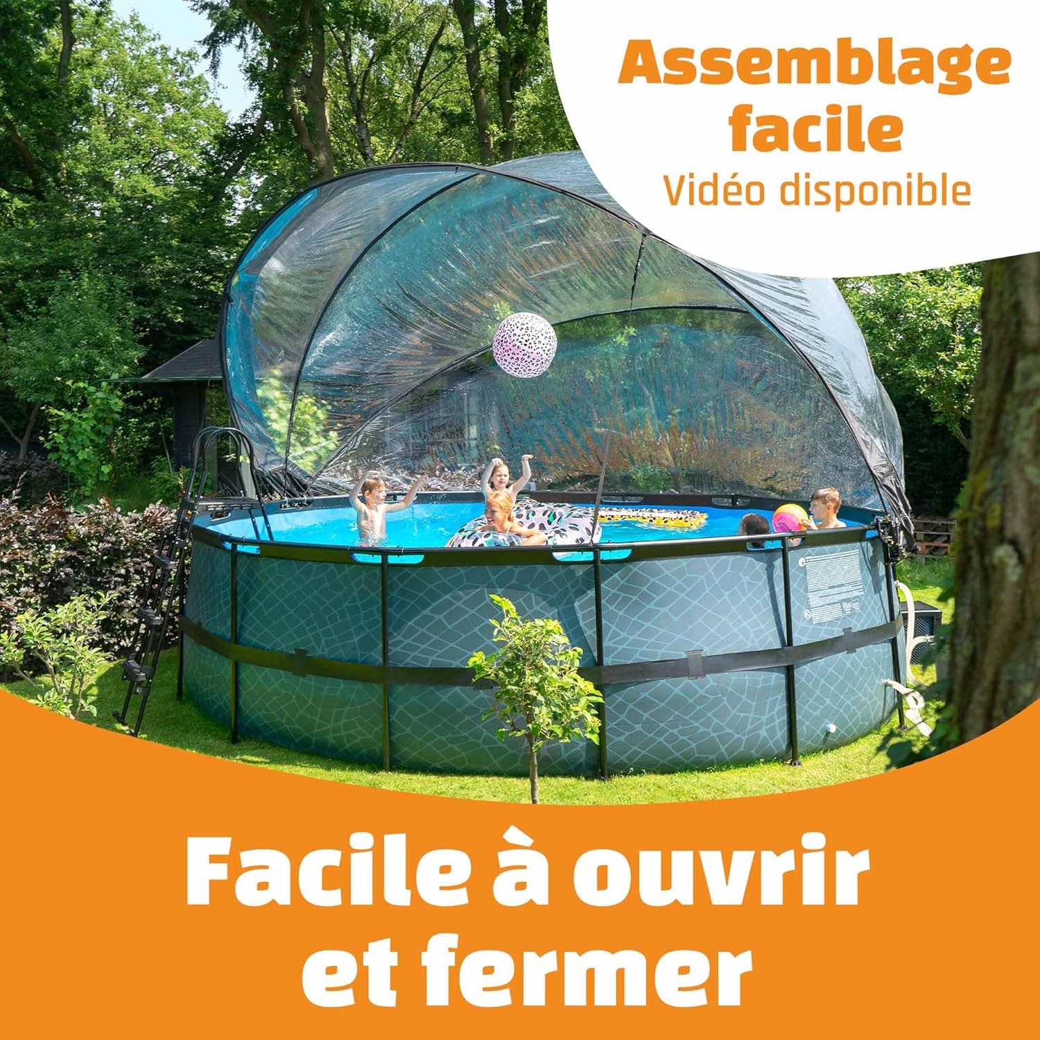 jardinite - Dôme Piscine Universel ø 427 cm Transparent pliable - 427CM