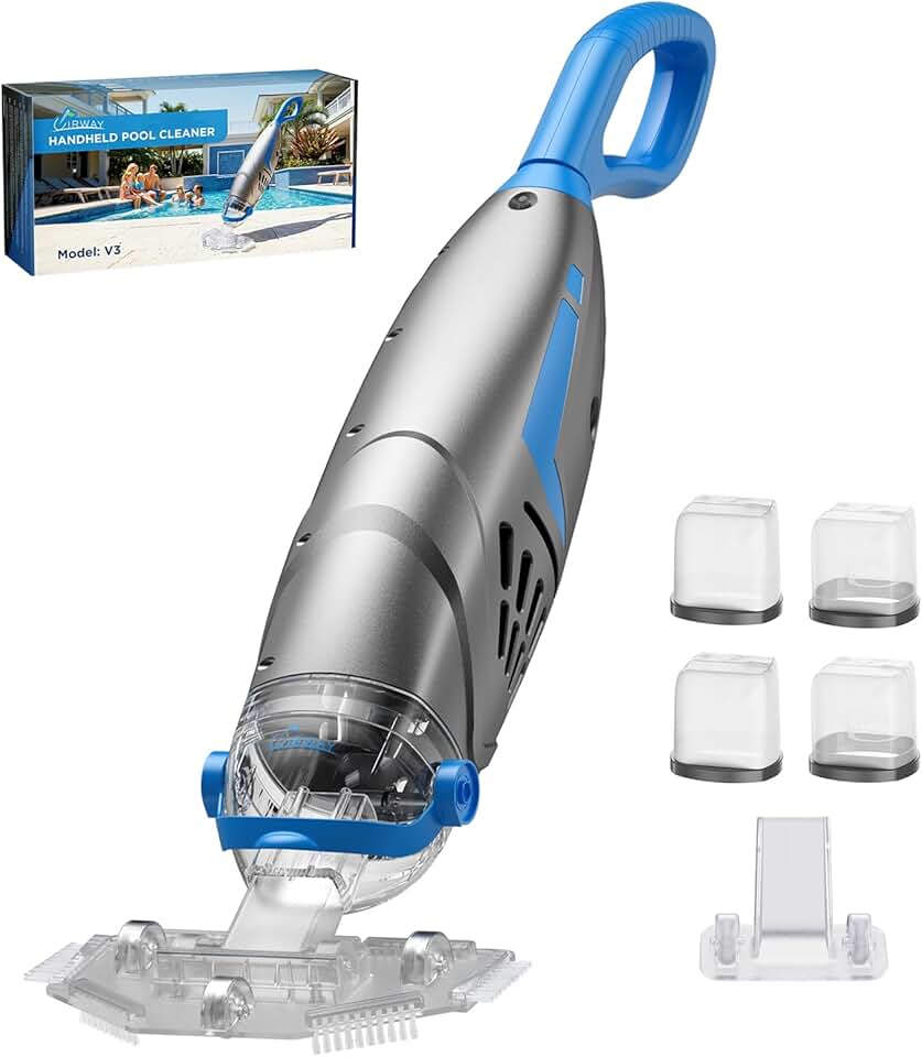 jardinite V3 Aspirateur Piscine sans Fil, 26,5 GPM Aspirateur Piscine Hors Sol Puissant Graviers, 2026 IPX8 Balai Aspirateur Piscine Rechargeable avec 2 Têtes & 4 Sacs Filtrants, Autonomie 1H Adapté