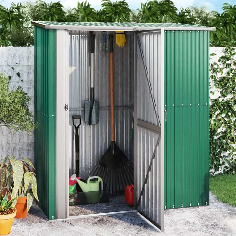Abri de jardin - acier galvanisé vert - 180,5x97x209,5 cm - résistant intempéries
