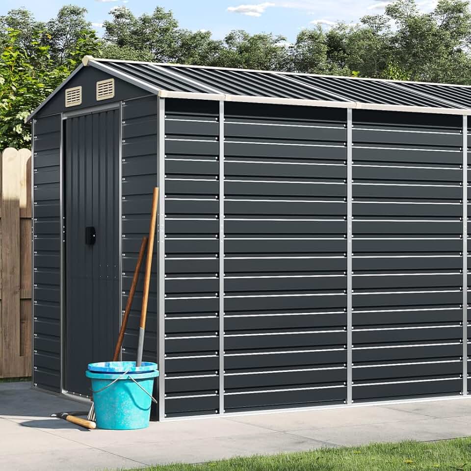 jardinite Abri de Jardin Anthracite 191x555x198 cm Acier galvanisé,Abris De Jardin,Abri De Stockage pour Jardin,Abri D'Outils De Jardin
