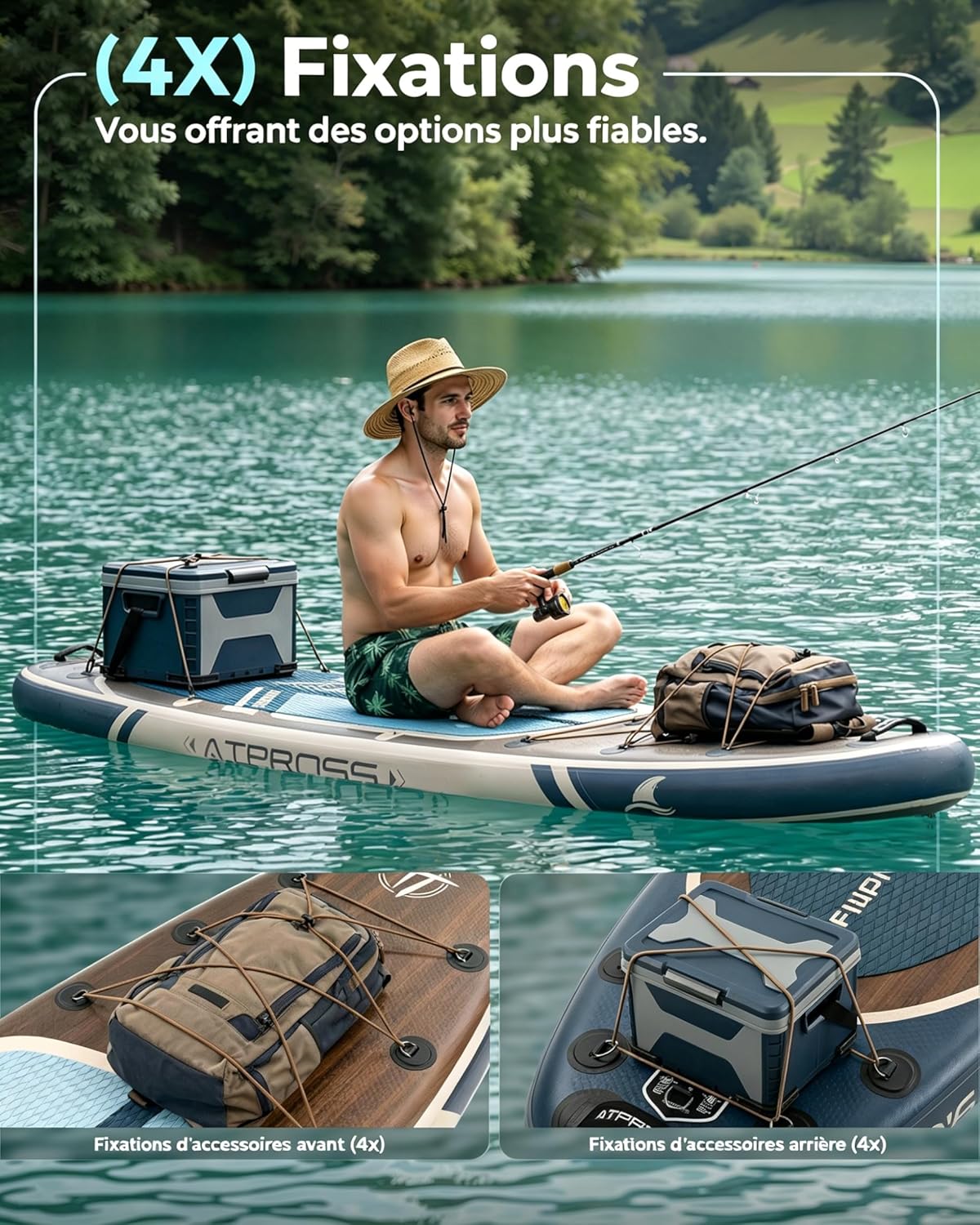 Stand Up Paddle gonflable adulte 320x84cm, 2 places, charge 200kg