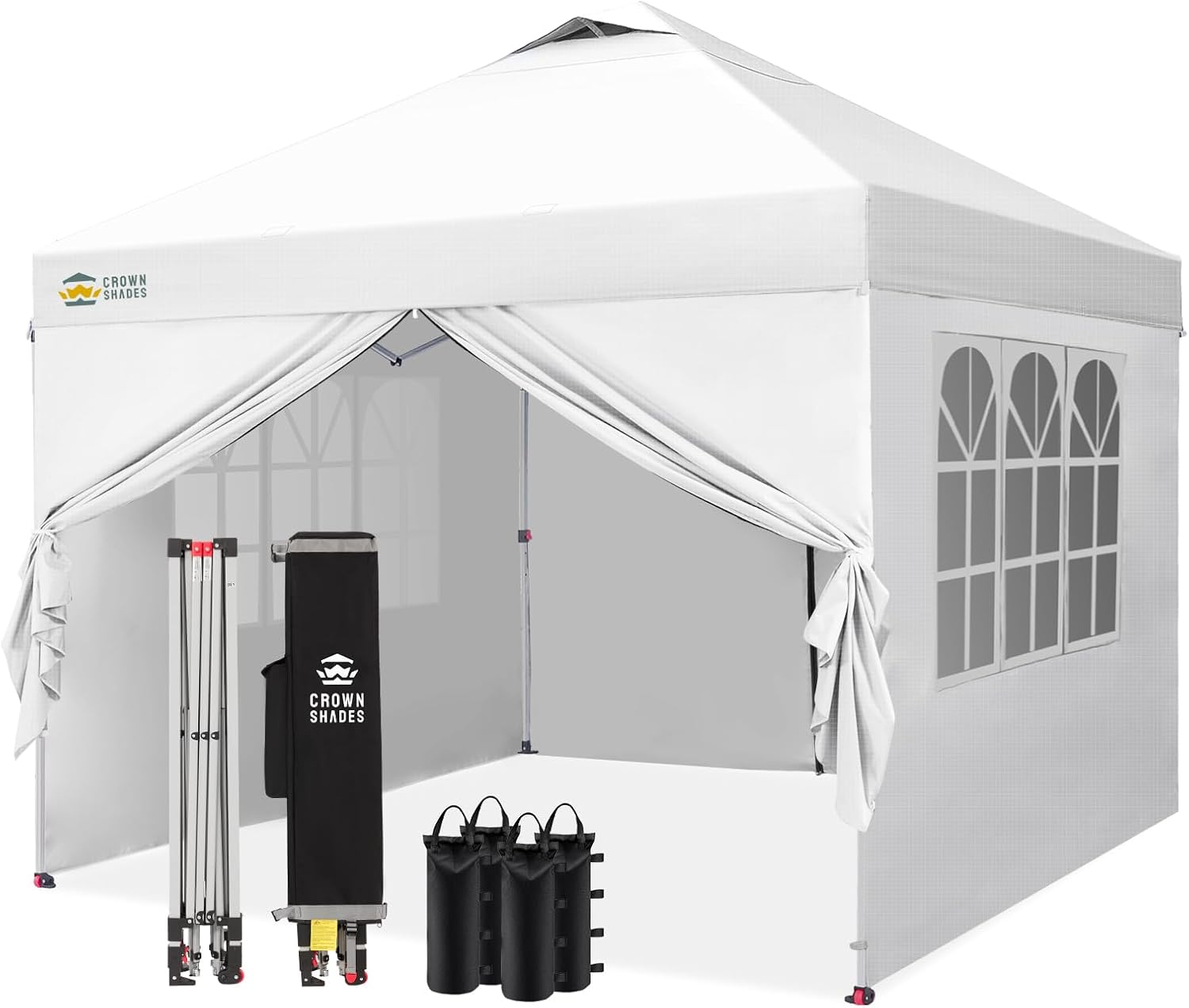 jardinite - Tonnelle Pliante - 3x3m - Imperméable, UPF 50+, 4 parois, sacs, blanc