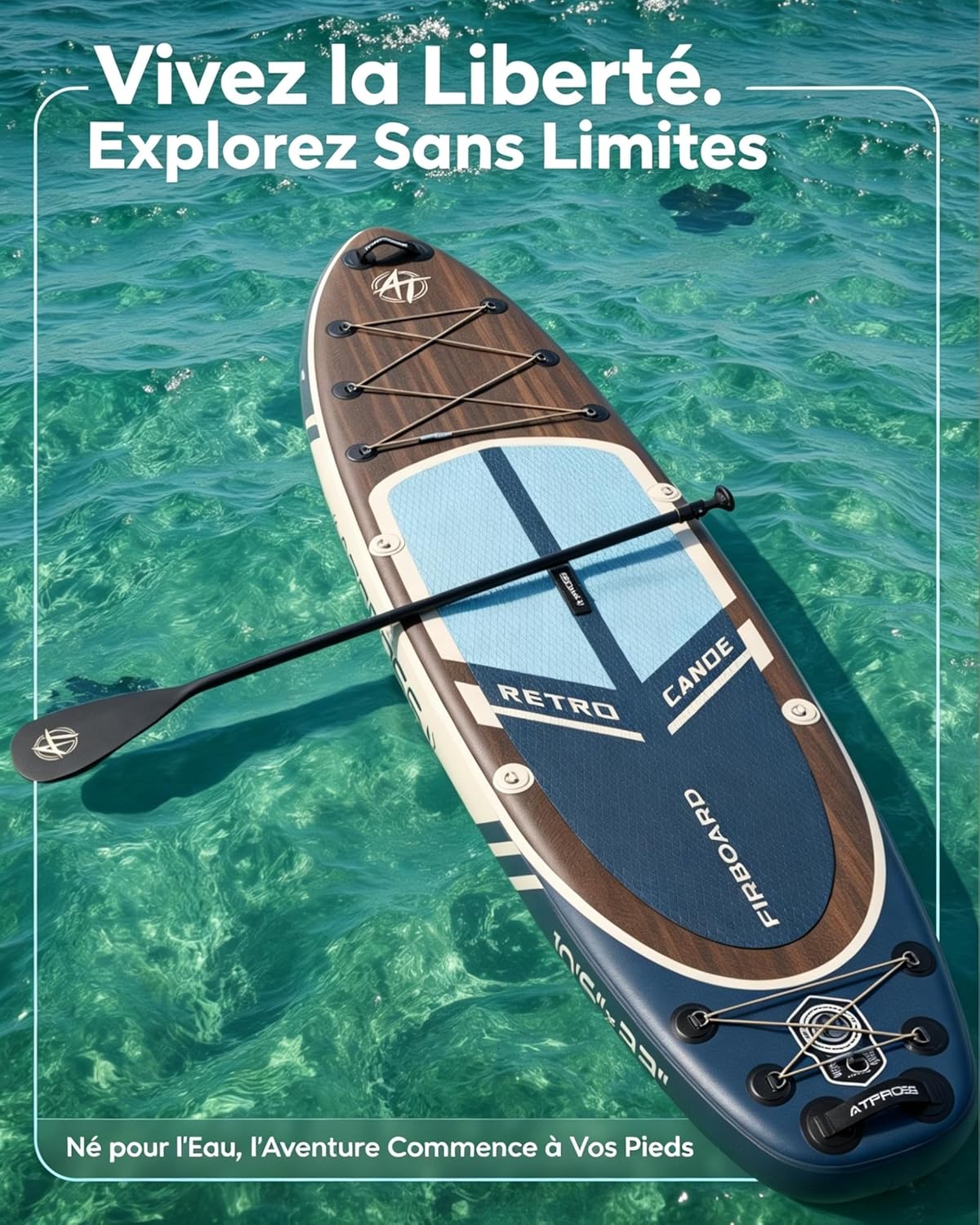 Stand Up Paddle gonflable adulte 320x84cm, 2 places, charge 200kg