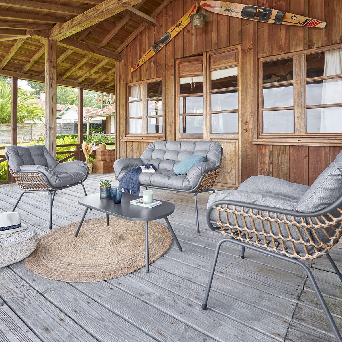 jardinite - Paopao graphite 4 places - jardin - anti-rouille, coussins confortables