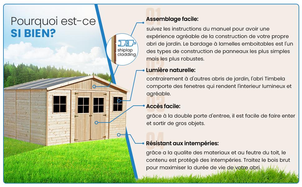 hangar stockage extérieur fenêtres base sol porte large toit étanche toiture contreplaqué de feutre