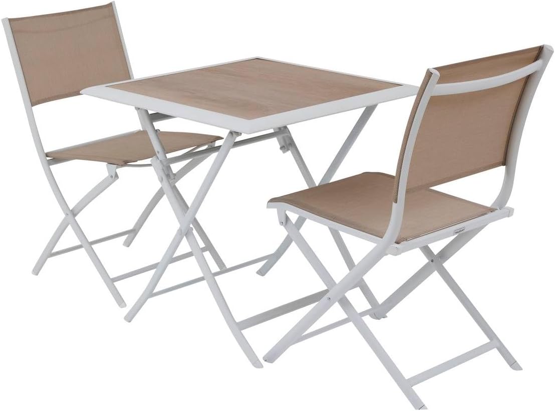 jardinite - Azua - 70x70 cm - table pliante 2 places aluminium Blanc