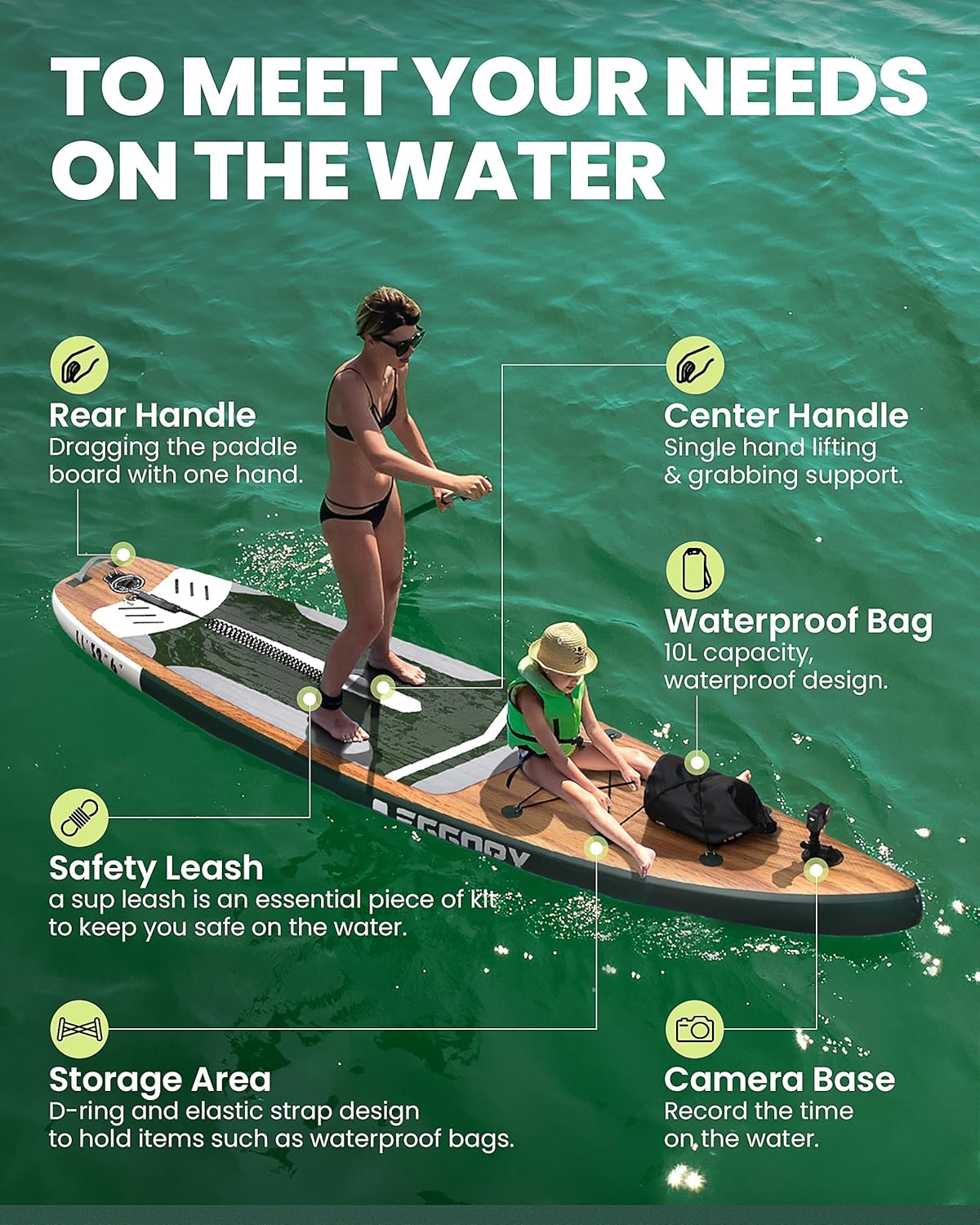 Stand Up Paddle Planche de Surf Gonflable Sup - Accessoires complets pour Planches de pagaie - Pompe à pagaie réglable - Sac à Dos de Voyage - Sangle d'épaule