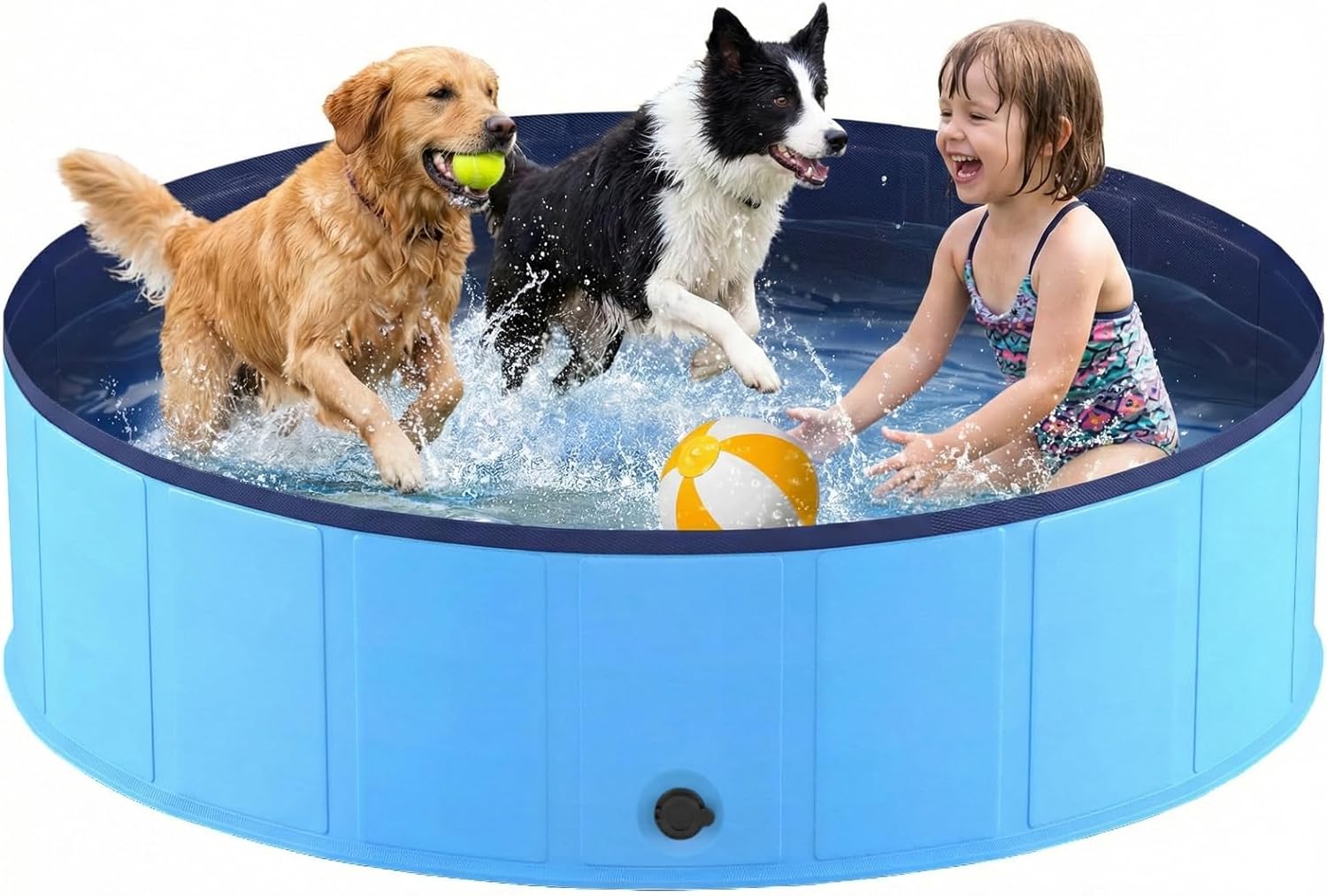 Piscine chien pliable - PVC stable 160x30cm - antidérapant et portable