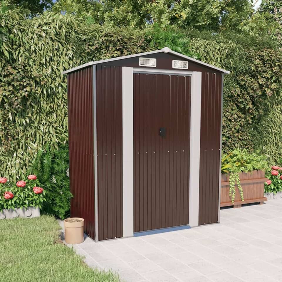 jardinite - abri de jardin série acier galvanisé - 192x108x223 cm - marron foncé, maison préfabriquée - 319273