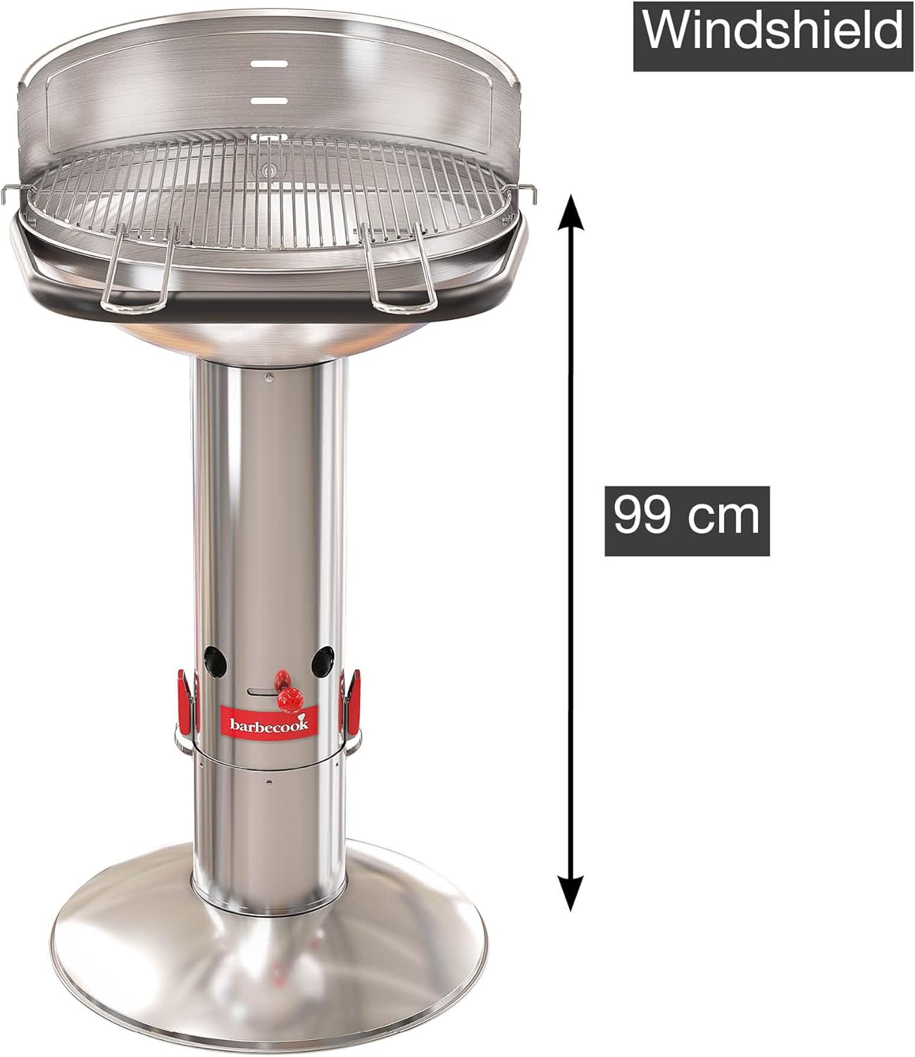 Barbecue charbon acier inox, 47,5 cm, gris, cuisson précise