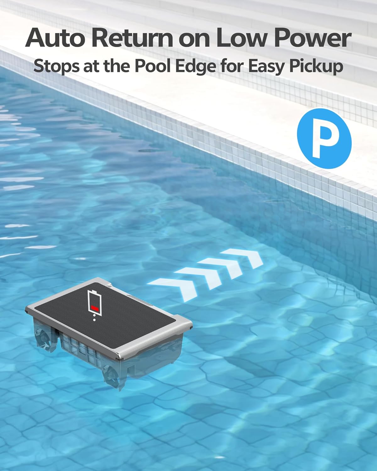 T1B Robot Nettoyeur Skimmer Solaire Robot de Surface Piscine, avec Nettoyage 24h/7, Double Modes de Recharge, Retour Automatique à la Base, adapté aux piscines Enterrées et Hors Sol (Bleu)