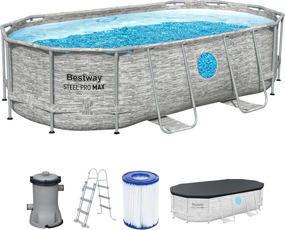 jardinite Steel Pro Max Splashview Kit Piscine Hors Sol - 427 cm x 250 cm x 100 cm - Gris