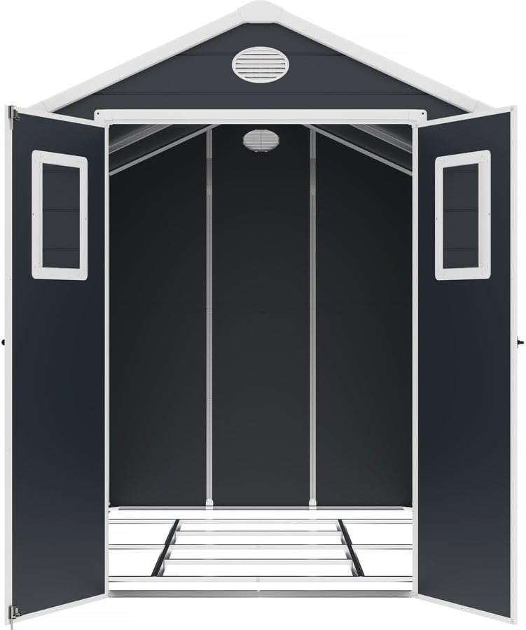 jardinite - Abri de Jardin Résine Texas 5.23 m² Anthracite - Ancrages Intérieurs - Antirouille/Anti-UV